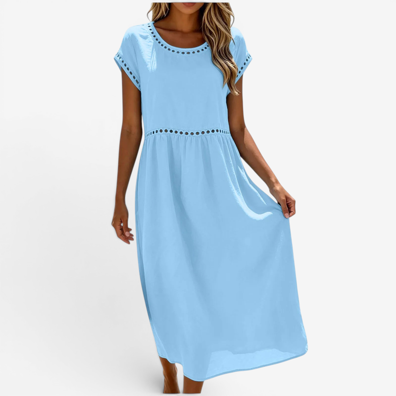 Women's Short Sleeve Crew Neck Maxi Dress