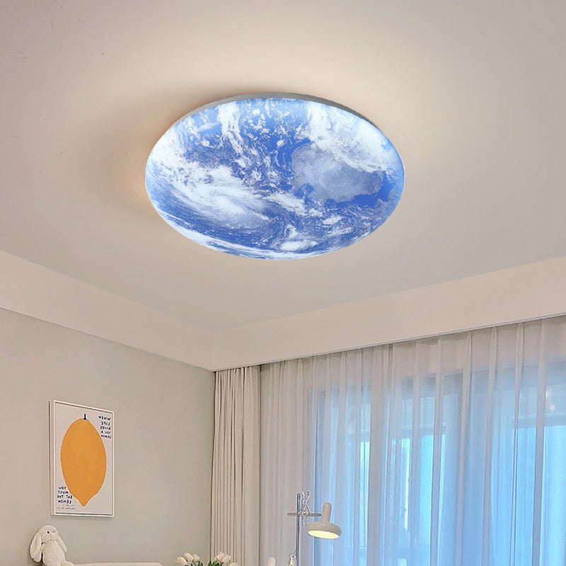 TerraGlow - Earth-Inspired Circular Ceiling Light Printed Planet Design with Soft Ambient Glow | Sleek Space-Saving Flush Mount for Modern Interiors | Unique Decorative Accent for Bedroom, Children's Room, Office, or Creative Space