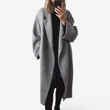 Women’s Long Button-Up Coat with Pockets