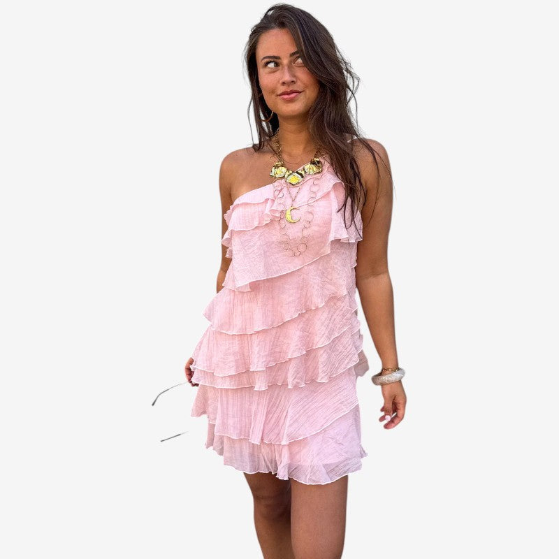 Asymmetrical One-Shoulder Mini Dress