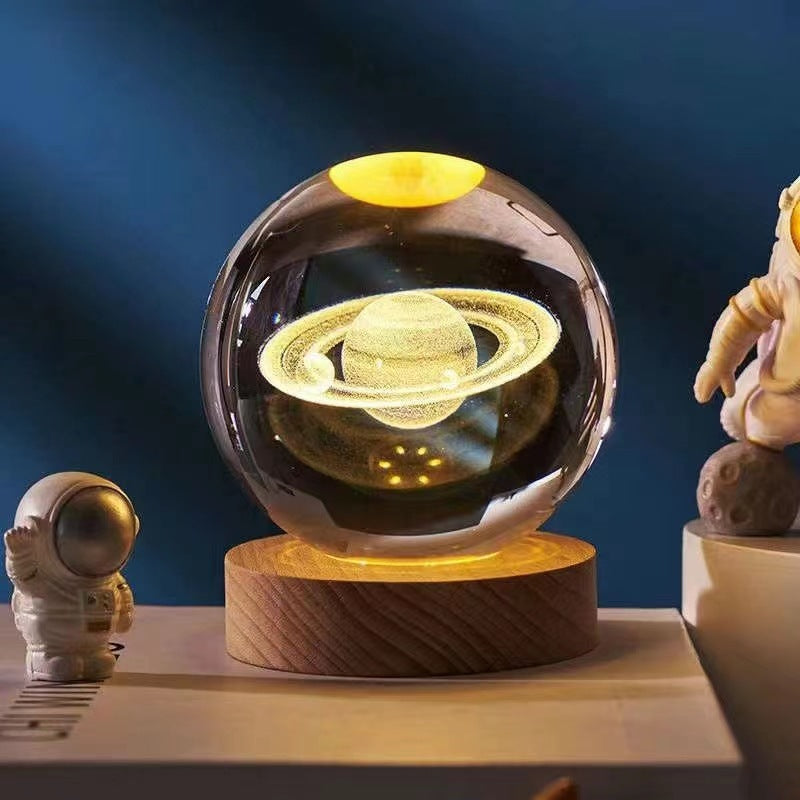 Luminous 3D - Luminous 3D Crystal Sphere Night Lamp 3D Laser-Engraved Crystal Design with Mesmerizing Glow | Adjustable Color-Changing LED Lighting for Cozy Ambiance | Energy-Efficient Nightlight for Bedroom, Living Space or Office
