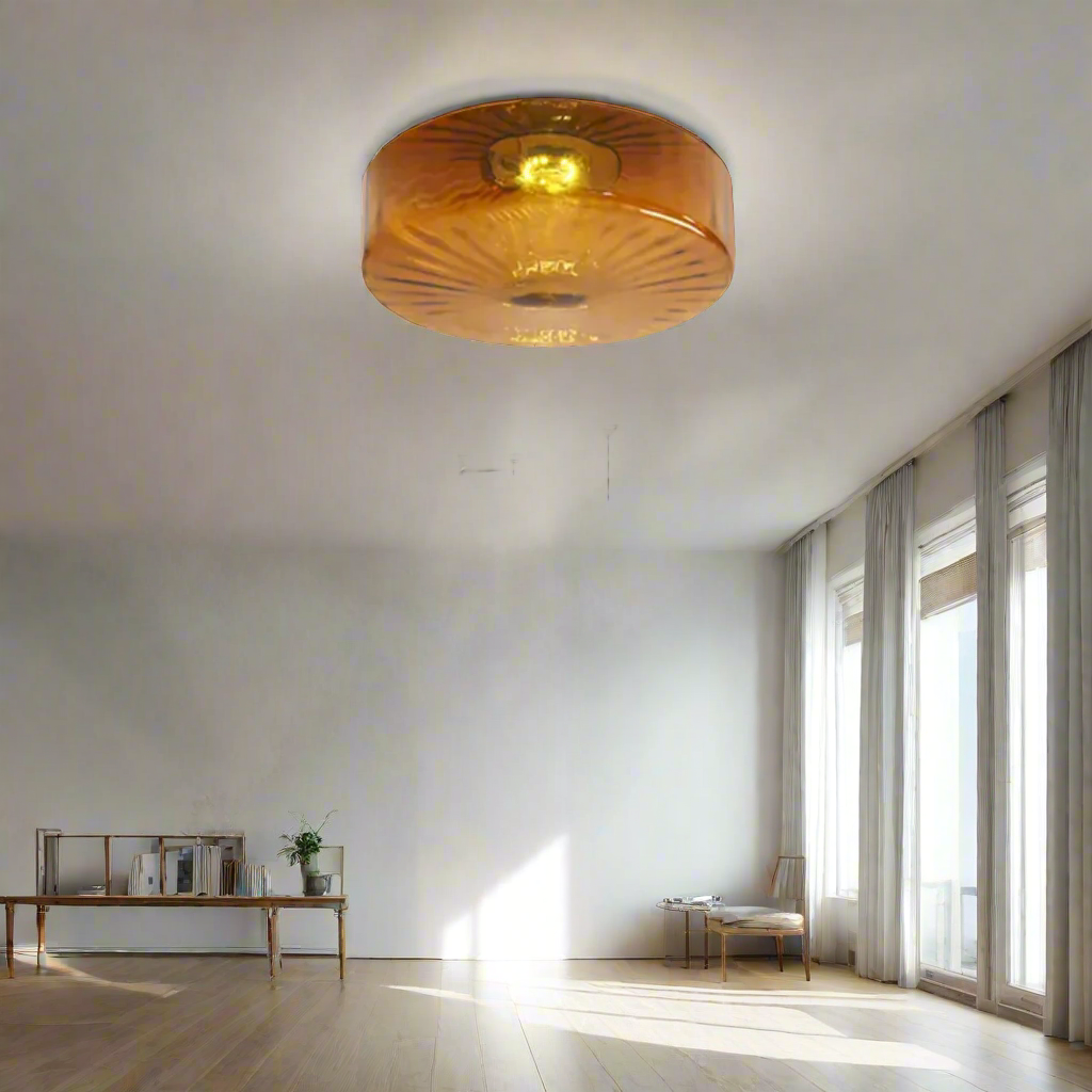 GlowSphere - Textured Amber Glass Recessed Ceiling Light | Soft Warm Ambient Glow for Cozy and Inviting Atmosphere | Elegant Flush Mount Accent for Living Room, Bedroom, Hallway, or Foyer