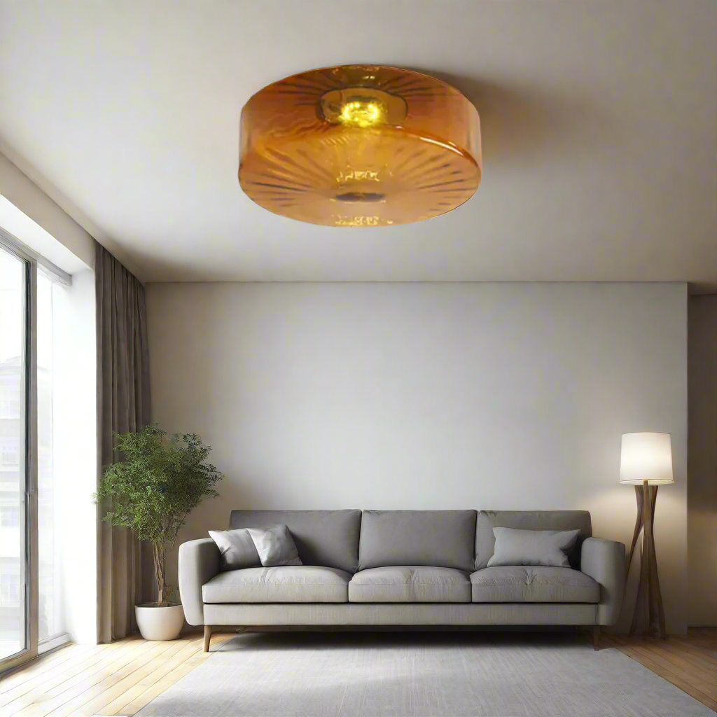 GlowSphere - Textured Amber Glass Recessed Ceiling Light | Soft Warm Ambient Glow for Cozy and Inviting Atmosphere | Elegant Flush Mount Accent for Living Room, Bedroom, Hallway, or Foyer