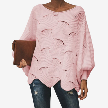 Oversized Knit Sweater with Hollow Out Design for Women