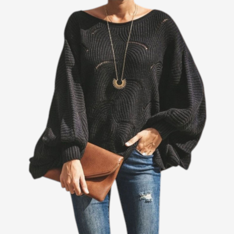 Oversized Knit Sweater with Hollow Out Design for Women