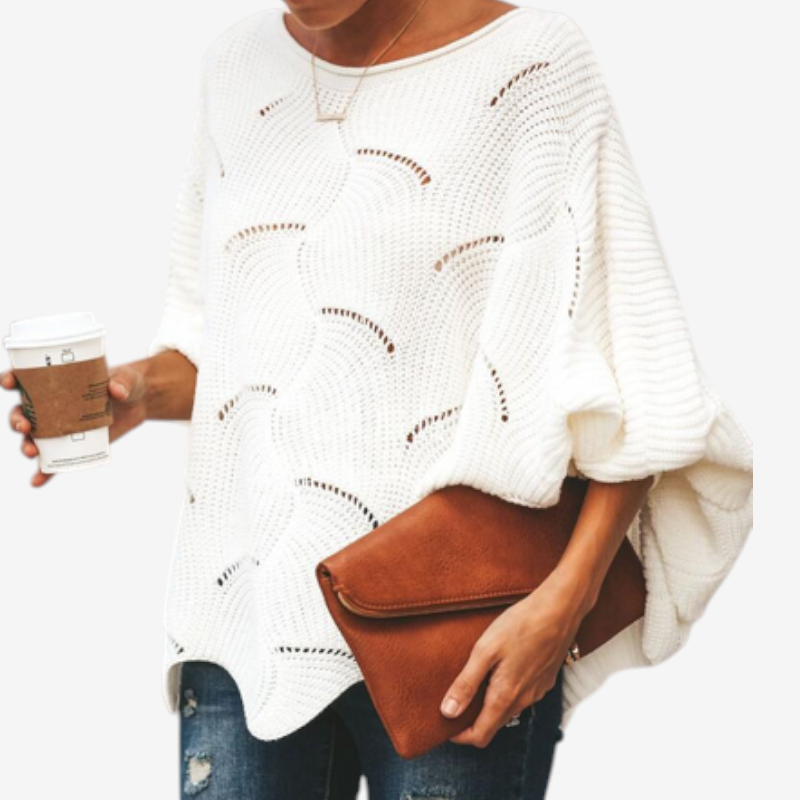 Oversized Knit Sweater with Hollow Out Design for Women