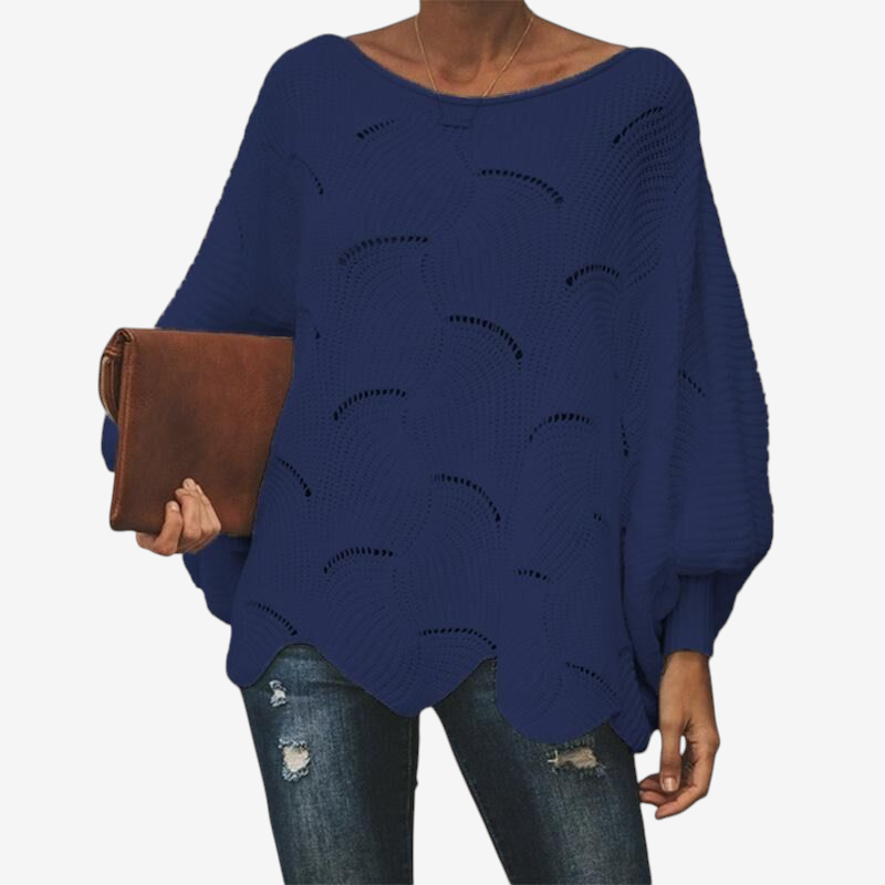 Oversized Knit Sweater with Hollow Out Design for Women