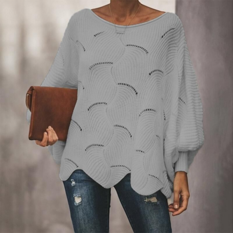 Oversized Knit Sweater with Hollow Out Design for Women