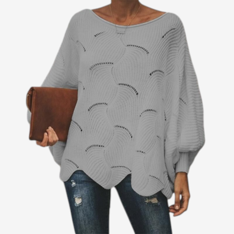 Oversized Knit Sweater with Hollow Out Design for Women