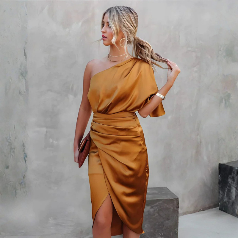 Women’s One Shoulder Draped Dress
