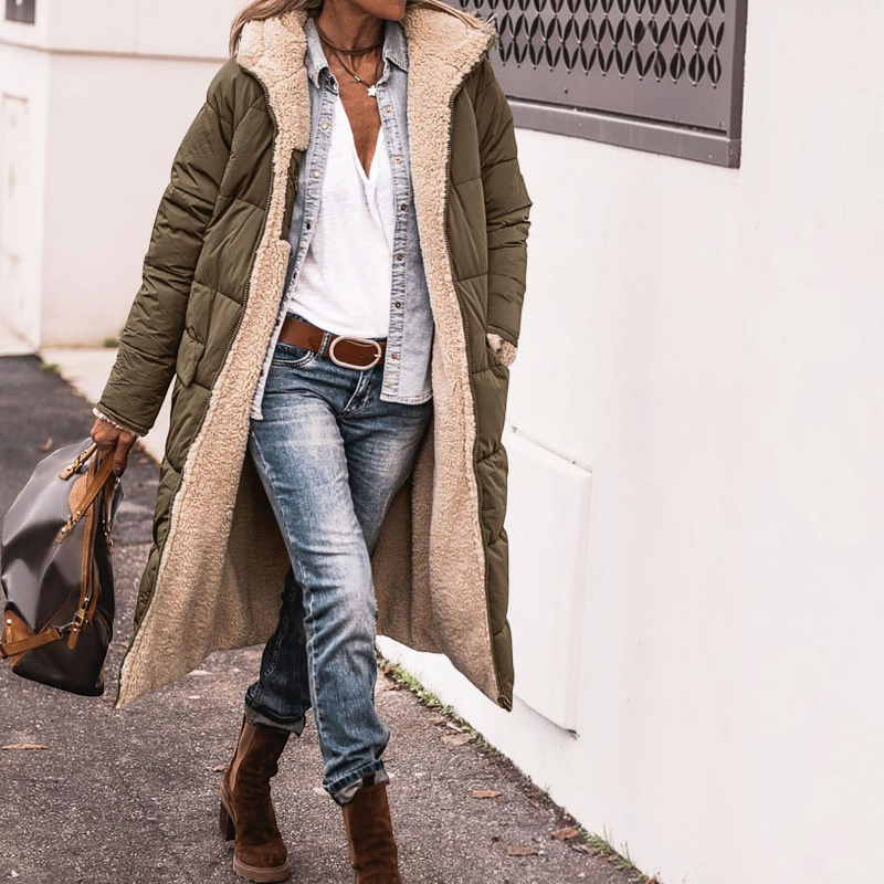 Women's Long Sleeve Hooded Parka Coat