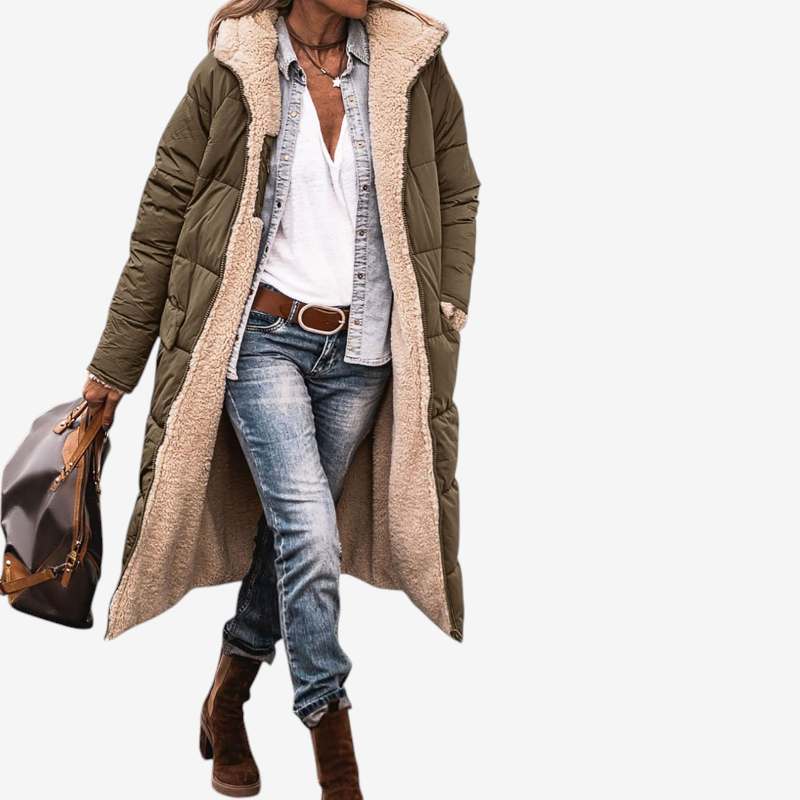Women's Long Sleeve Hooded Parka Coat