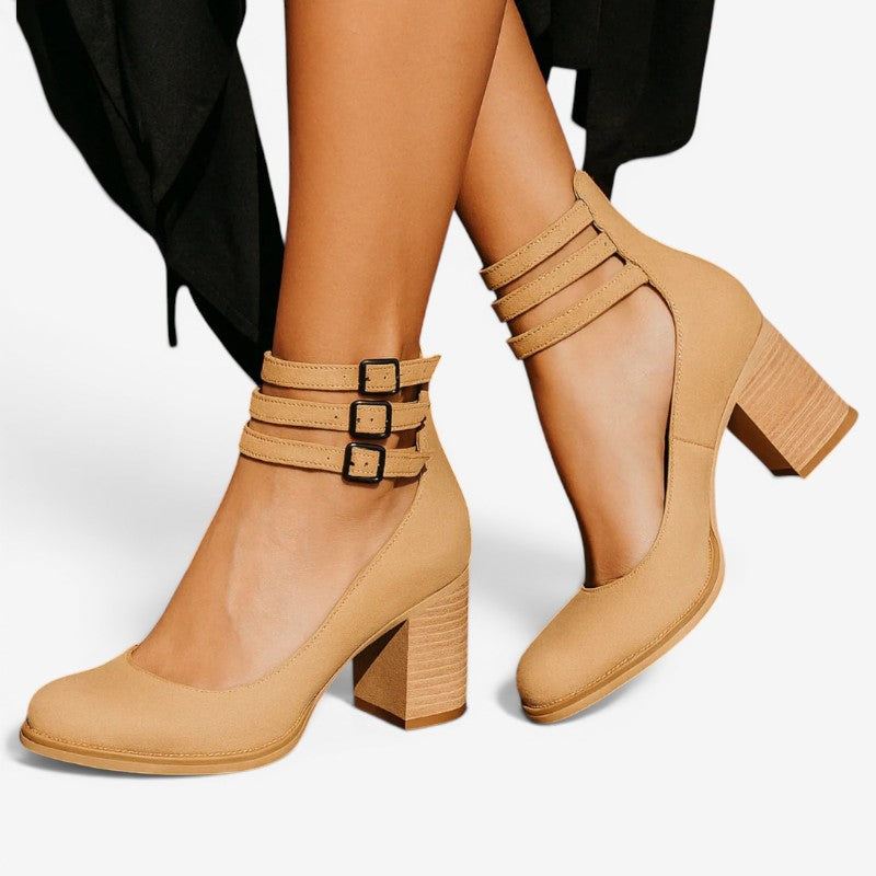 Women's High-Heeled Sandals with Ankle Straps
