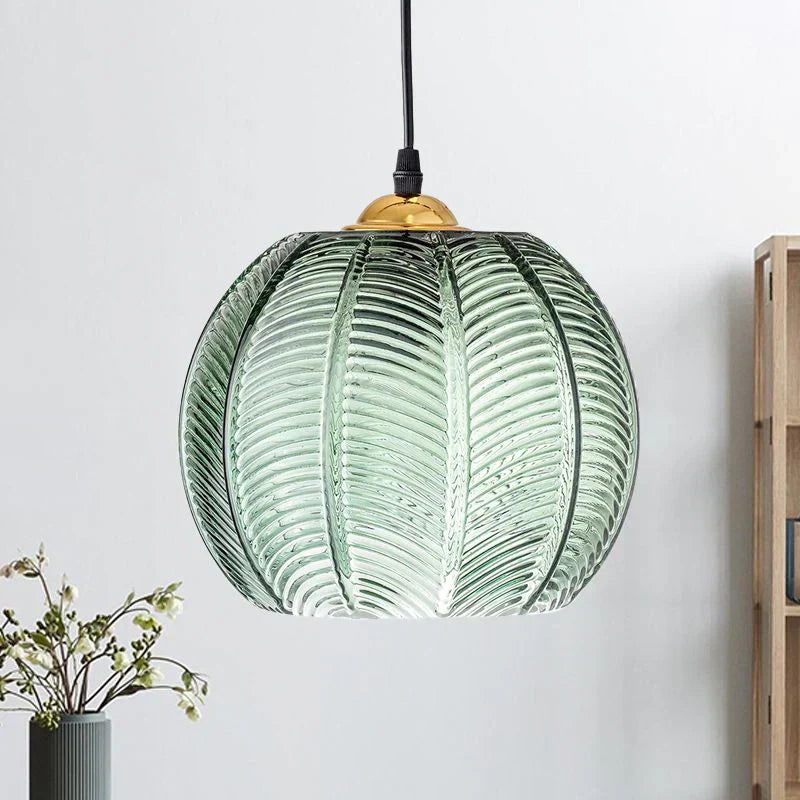 ElegantLeaf - Textured Pendant Light Glass Shade with Leaf Pattern Design | Soft Ambient Glow for Cozy and Inviting Atmosphere | Nature-Inspired Accent for Dining Room, Bedroom, or Entryway