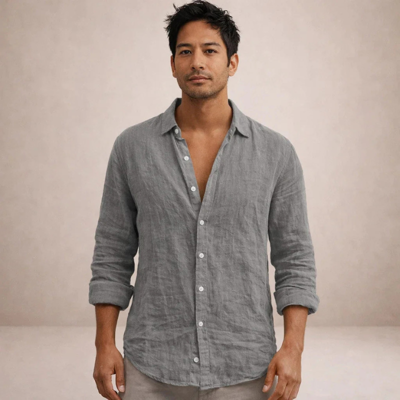 Men's Long Sleeve Shirt with Button Closure