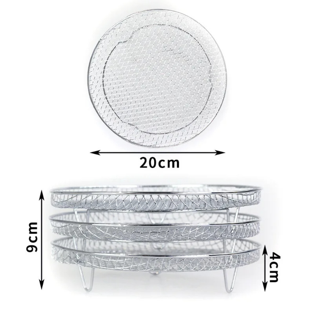 AirCrisp - Stackable Air Fryer Baskets Space-Saving Design for Cooking Multiple Items at Once | Durable Stainless Steel with Non-Stick Surface | Easy-to-Clean Dishwasher-Safe Accessory for Air Frying, Dehydrating, or Baking