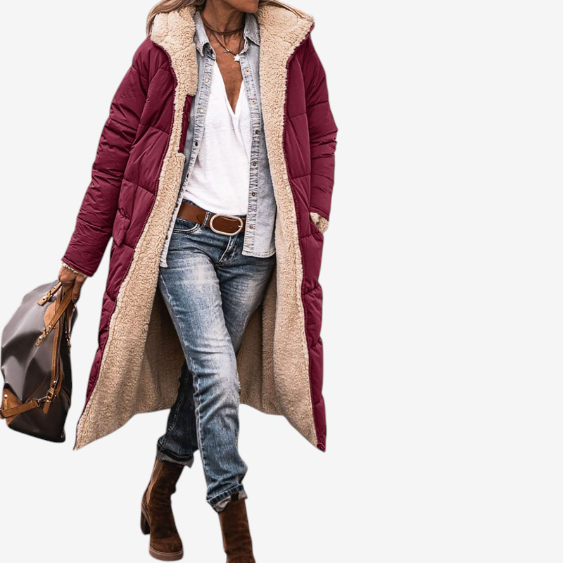 Women's Long Sleeve Hooded Parka Coat