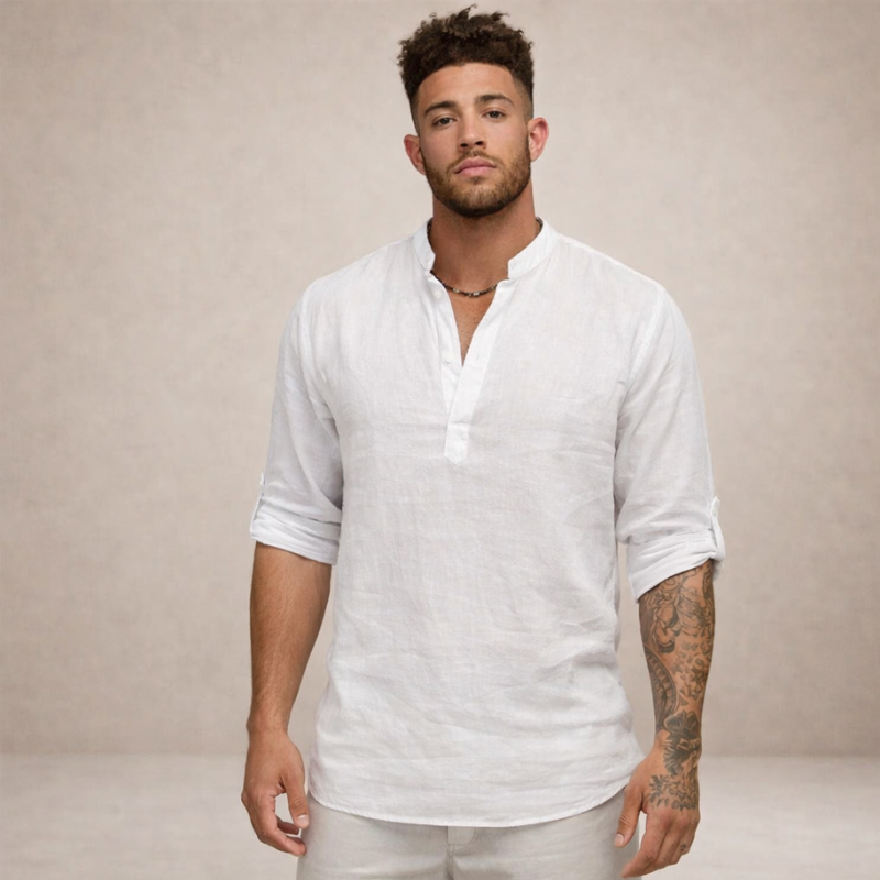 Men's Long Sleeve Shirt with Stand Collar