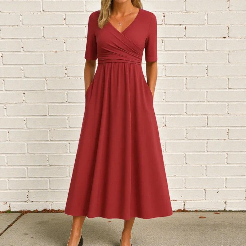 V-Neck Short Sleeve Casual Dress