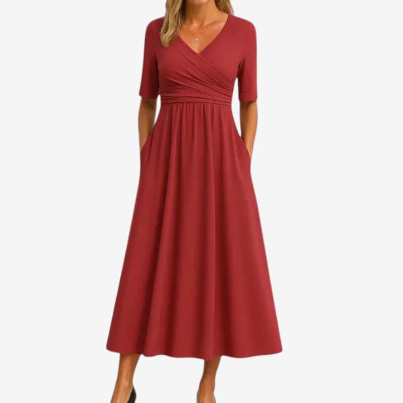 V-Neck Short Sleeve Casual Dress