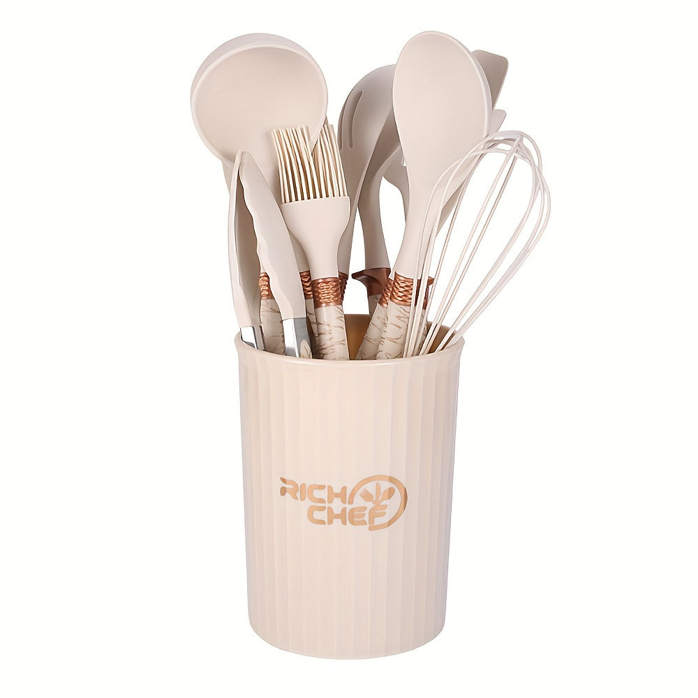 LuxeChef - Elegant Kitchen Utensil Set Premium-Quality, Heat-Resistant Tools with Ergonomic Handles | Non-Scratch Design Safe for All Cookware