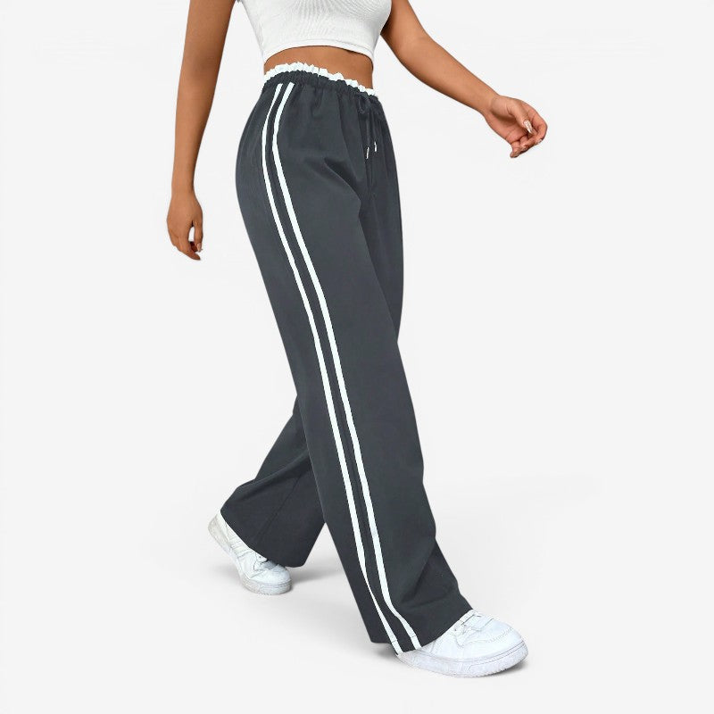 Women's Stylish Wide Leg Trousers with Adjustable Waist