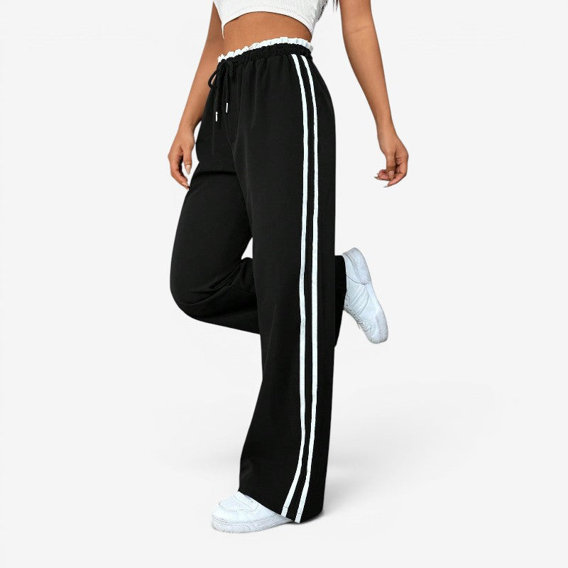 Women's Stylish Wide Leg Trousers with Adjustable Waist