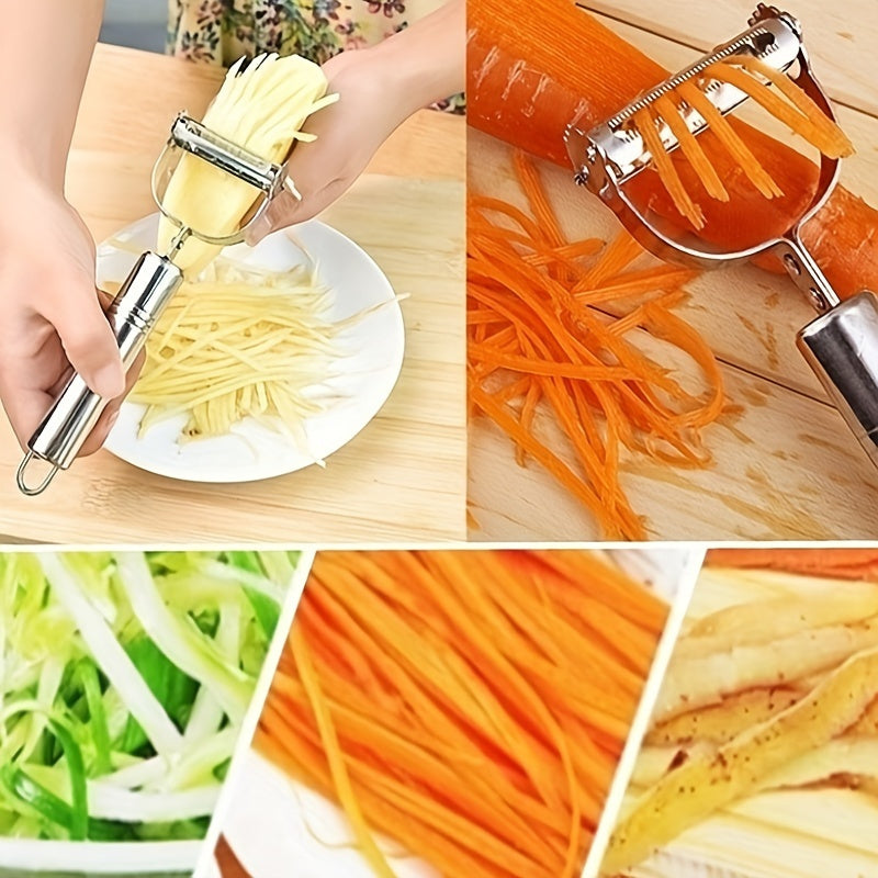 SharpSlice - Stainless Steel Multi-Function Peeler Razor-Sharp Blade with Dual Peeling and Julienne Function | Ergonomic Stainless Steel Handle for Comfortable Grip