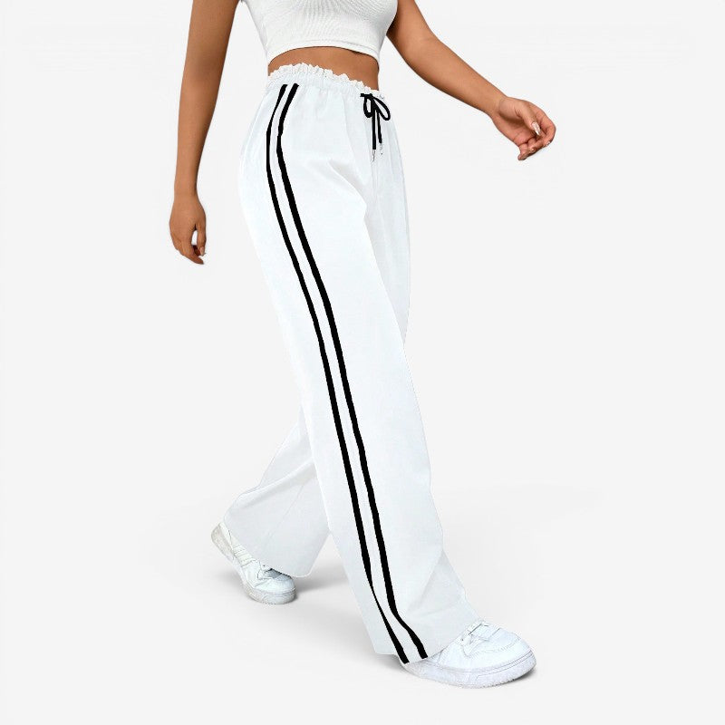 Women's Stylish Wide Leg Trousers with Adjustable Waist