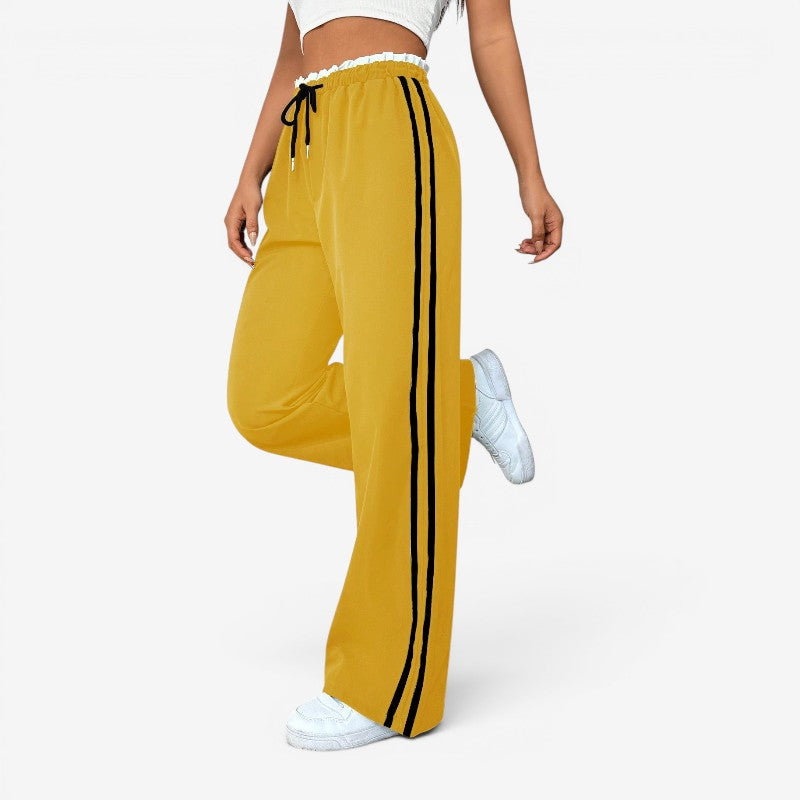 Women's Stylish Wide Leg Trousers with Adjustable Waist