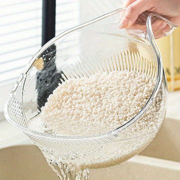 MultiDrain - Rice Washing Bowl Multifunctional Strainer and Drain Basket | Efficient Washing and Draining for Rice, Fruits, and Vegetables | Ergonomic, Durable, and Easy-to-Use Food-Grade Plastic Design