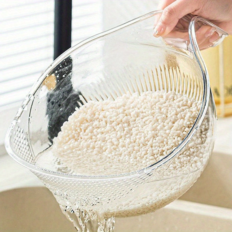MultiDrain - Rice Washing Bowl Multifunctional Strainer and Drain Basket | Efficient Washing and Draining for Rice, Fruits, and Vegetables | Ergonomic, Durable, and Easy-to-Use Food-Grade Plastic Design