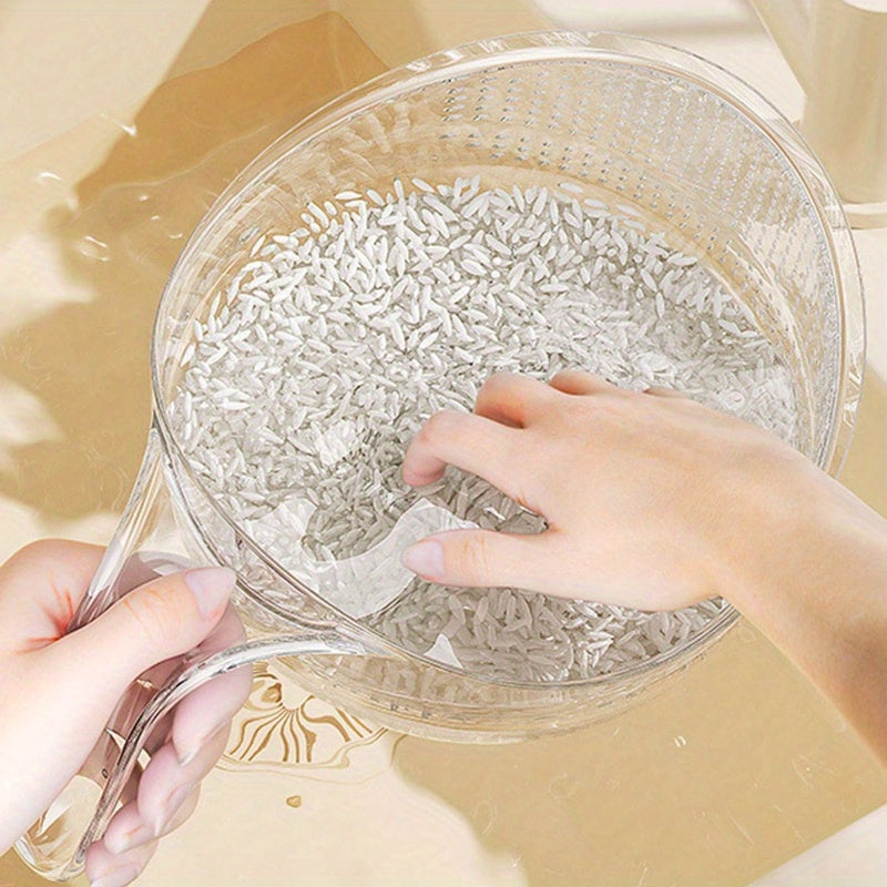 MultiDrain - Rice Washing Bowl Multifunctional Strainer and Drain Basket | Efficient Washing and Draining for Rice, Fruits, and Vegetables | Ergonomic, Durable, and Easy-to-Use Food-Grade Plastic Design
