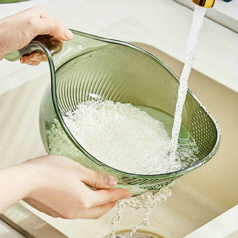 MultiDrain - Rice Washing Bowl Multifunctional Strainer and Drain Basket | Efficient Washing and Draining for Rice, Fruits, and Vegetables | Ergonomic, Durable, and Easy-to-Use Food-Grade Plastic Design