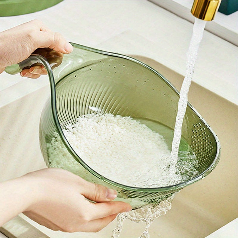 MultiDrain - Rice Washing Bowl Multifunctional Strainer and Drain Basket | Efficient Washing and Draining for Rice, Fruits, and Vegetables | Ergonomic, Durable, and Easy-to-Use Food-Grade Plastic Design