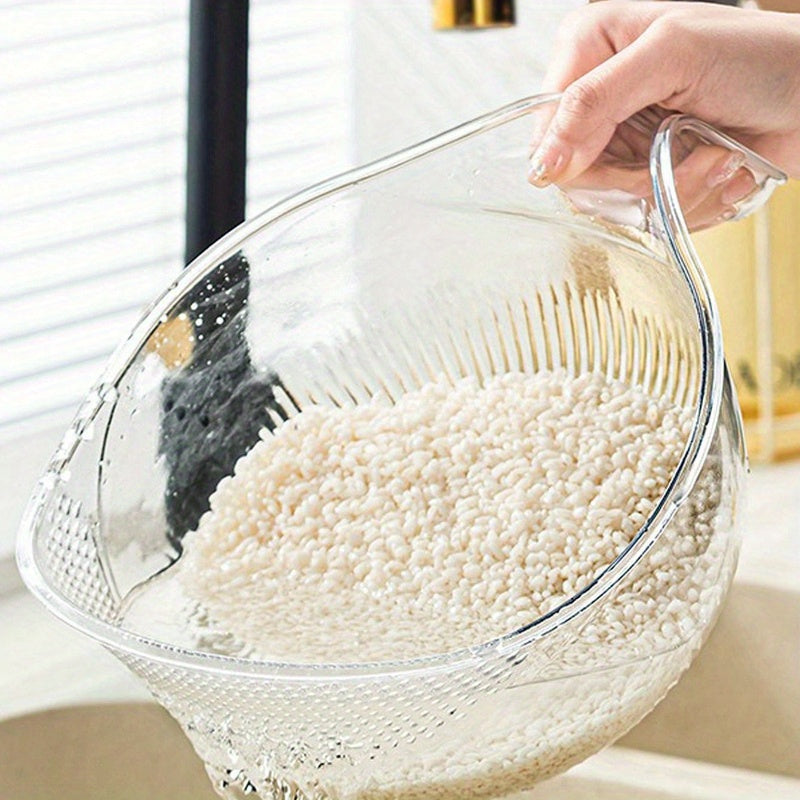 MultiDrain - Rice Washing Bowl Multifunctional Strainer and Drain Basket | Efficient Washing and Draining for Rice, Fruits, and Vegetables | Ergonomic, Durable, and Easy-to-Use Food-Grade Plastic Design