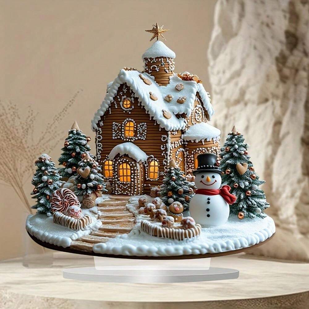 Charming Christmas Table Decoration - Glowing Gingerbread House