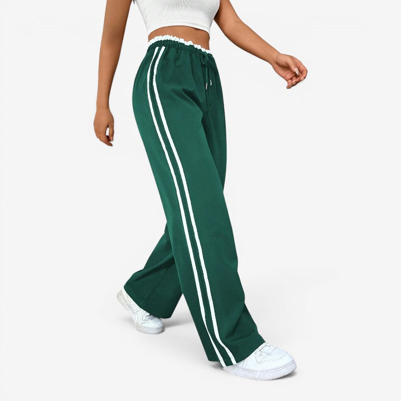 Women's Stylish Wide Leg Trousers with Adjustable Waist