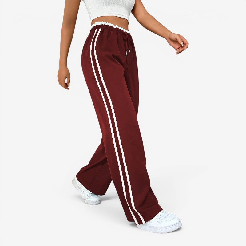 Women's Stylish Wide Leg Trousers with Adjustable Waist