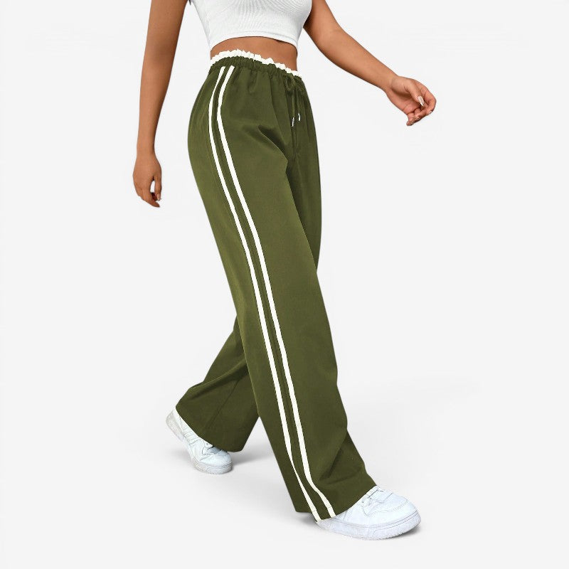 Women's Stylish Wide Leg Trousers with Adjustable Waist