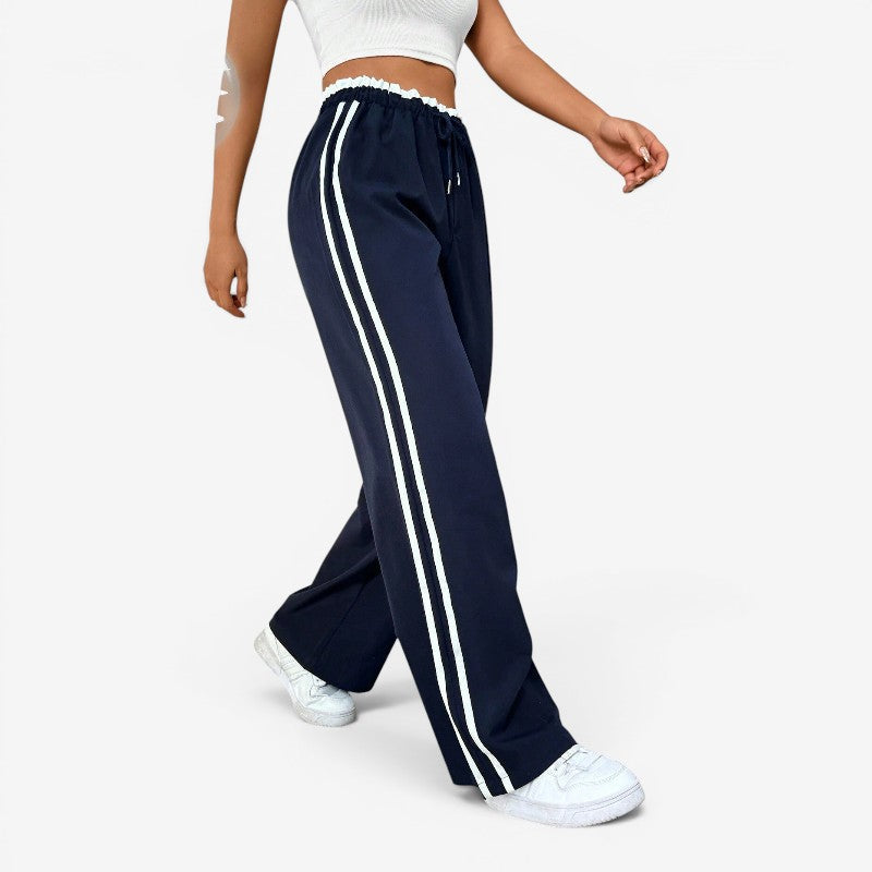 Women's Stylish Wide Leg Trousers with Adjustable Waist
