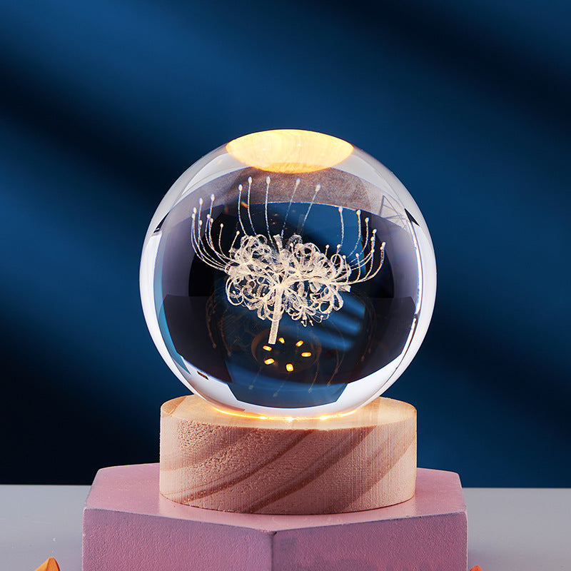 Luminous 3D - Luminous 3D Crystal Sphere Night Lamp 3D Laser-Engraved Crystal Design with Mesmerizing Glow | Adjustable Color-Changing LED Lighting for Cozy Ambiance | Energy-Efficient Nightlight for Bedroom, Living Space or Office