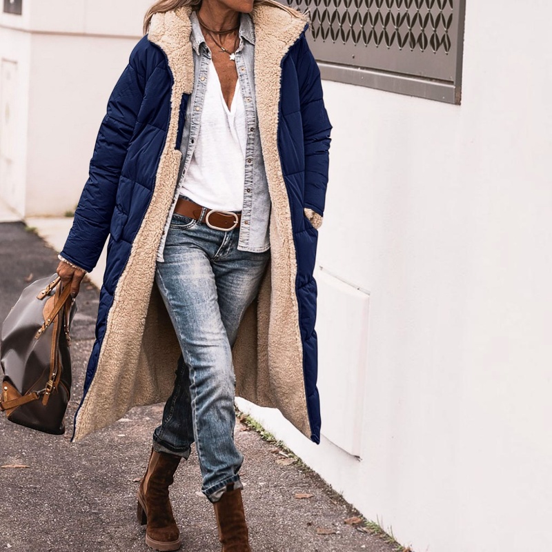 Women's Long Sleeve Hooded Parka Coat