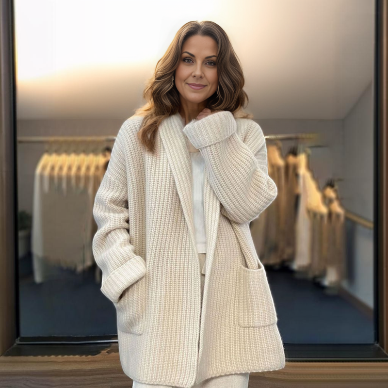 Womens Casual Knit Jacket with Pockets