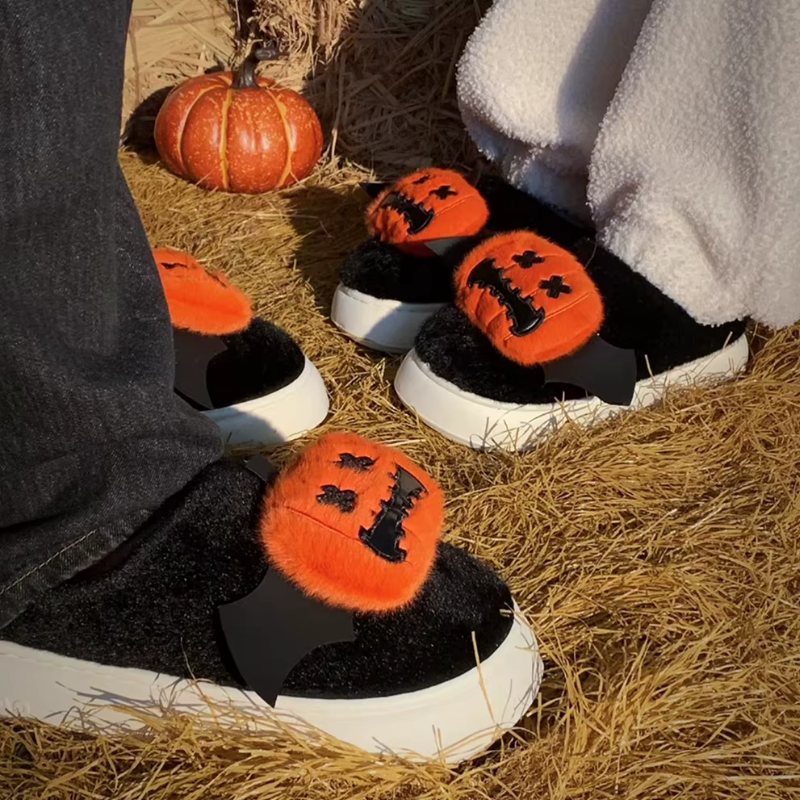 Cozy Halloween Slippers with Cartoon Design