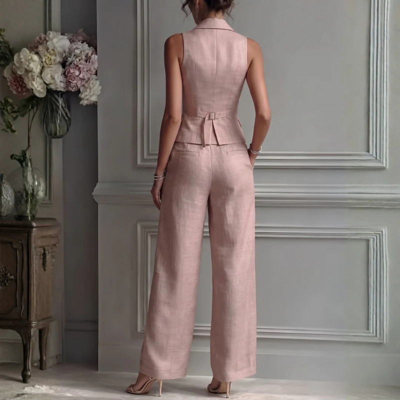 Chic Women's Sleeveless Vest and Wide Leg Pants Set
