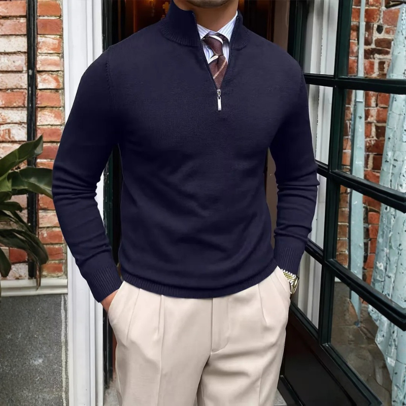Premium Men's Stand Collar Quarter Zip Sweater