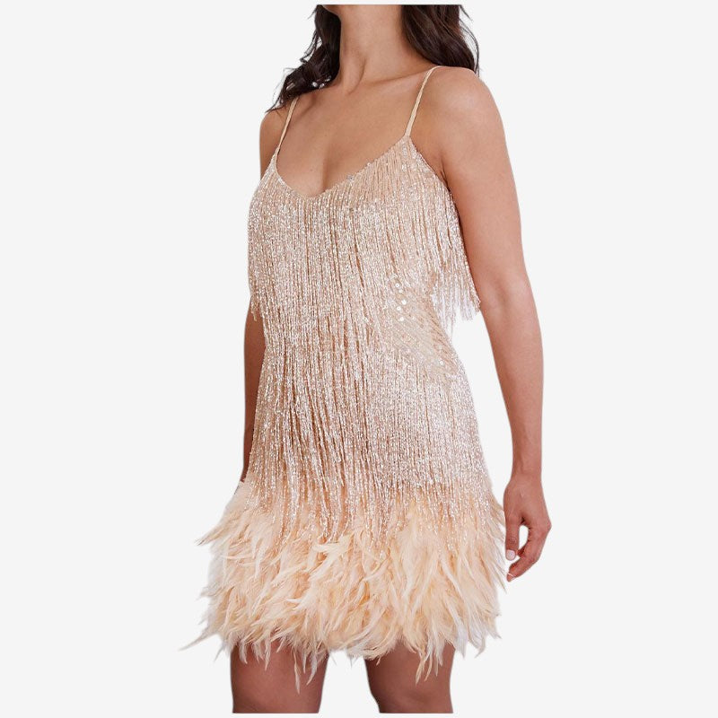Women’s Sleeveless Mini Dress with Deep V-Neck