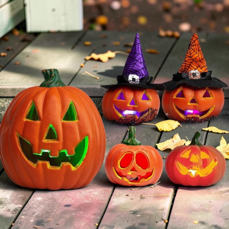 Illuminated Pumpkin Decor Set for Halloween