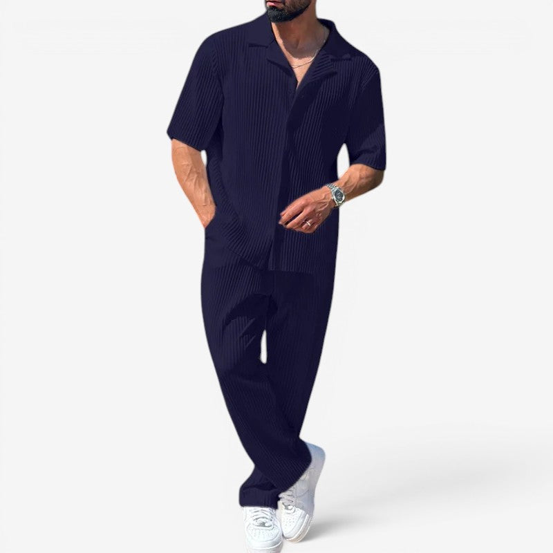 Men's Stylish Two Piece Shirt and Wide Leg Trouser Set